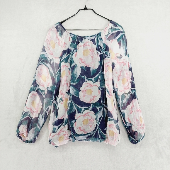 Cartoon Floral Loose Fit Long Sleeve Lightweight Blouse P1496 - Picture 5 of 9